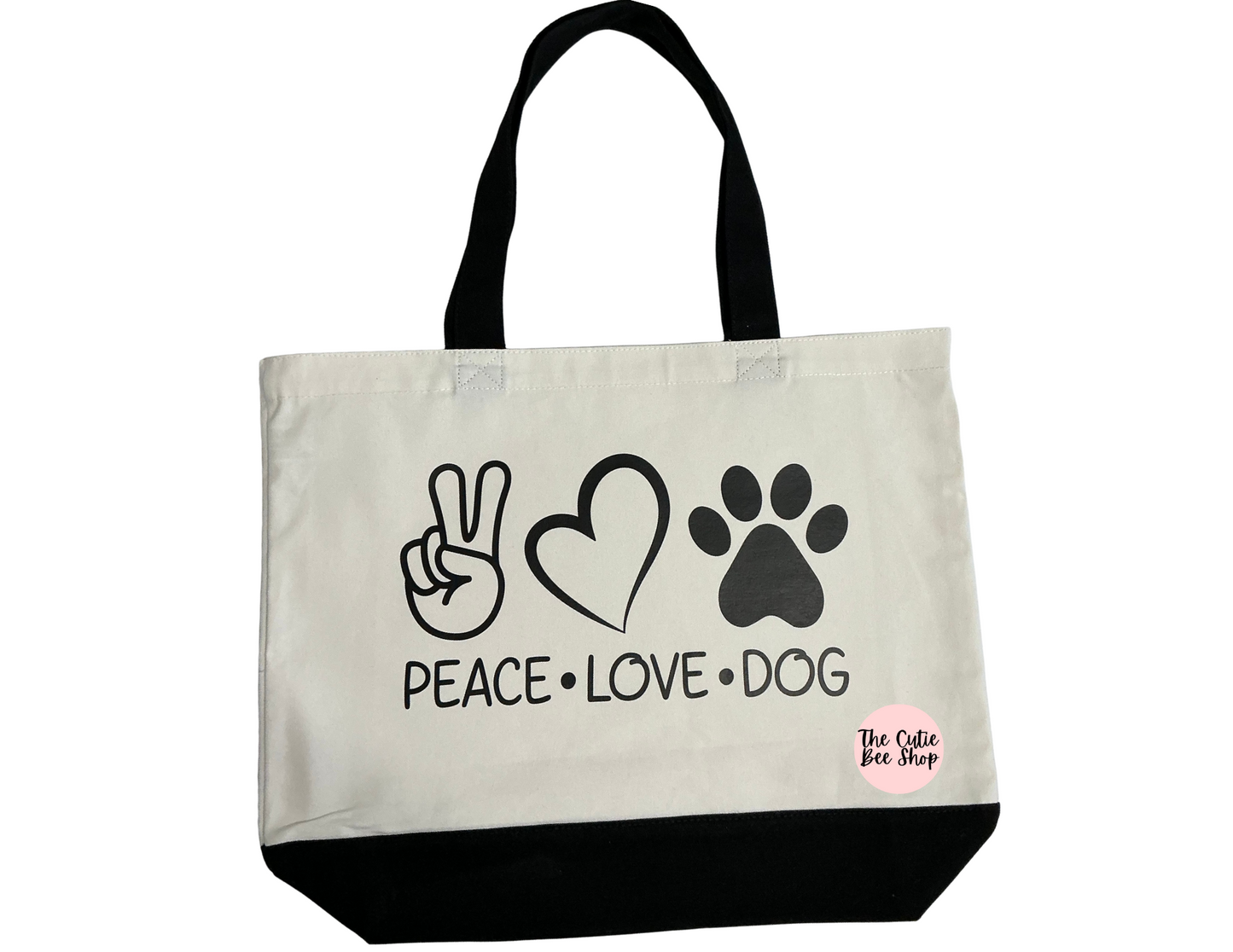 Peaceđź–¤Loveđź–¤Dog Tote Bag
