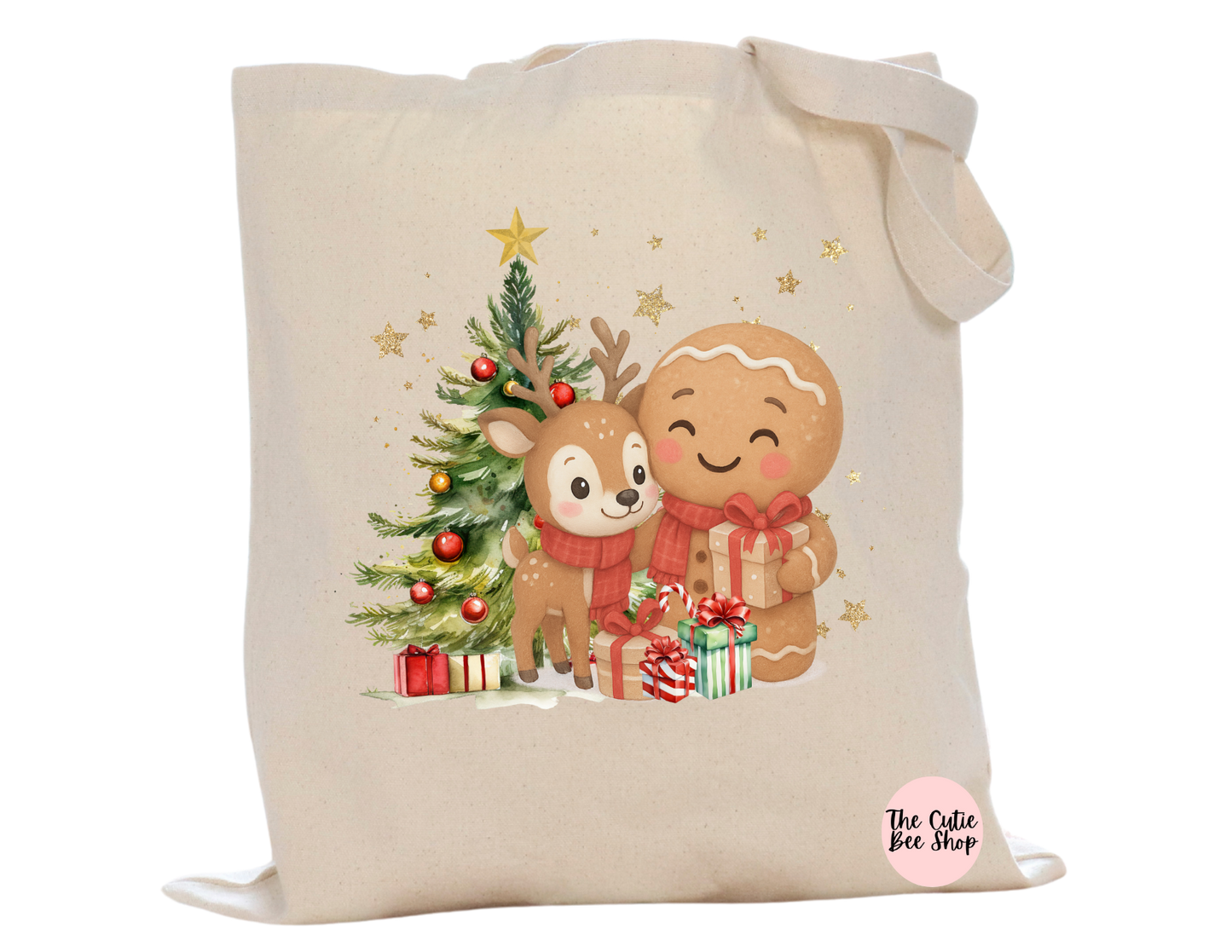 Christmas Gingerbread Man & Friend Tote Bag