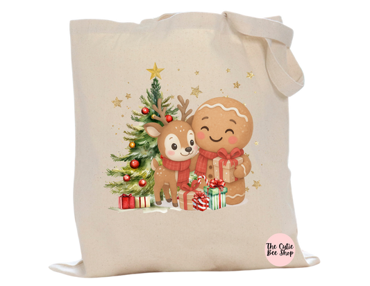 Christmas Gingerbread Man & Friend Tote Bag